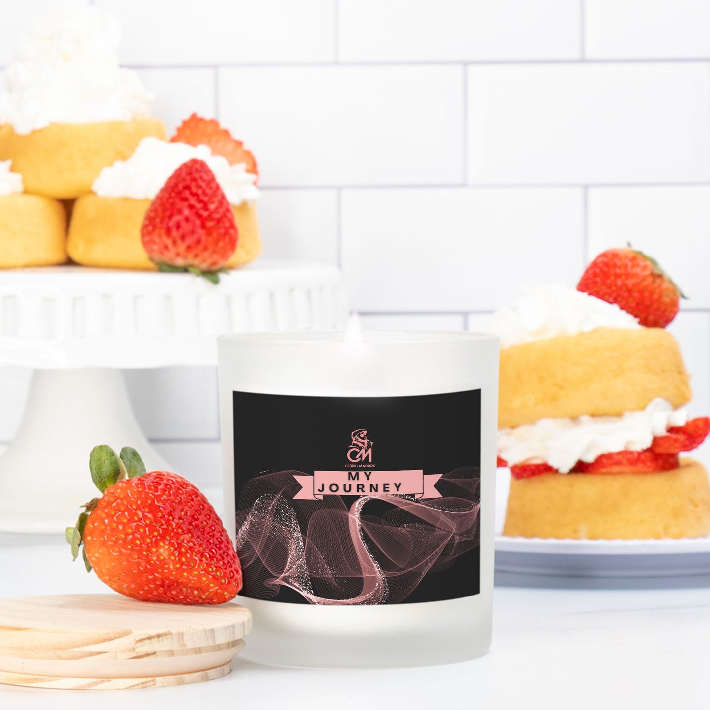 My Journey Candle, (Rose Gold Label) (Pink Wick)  Frosted Glass (Hand Poured 11 oz)