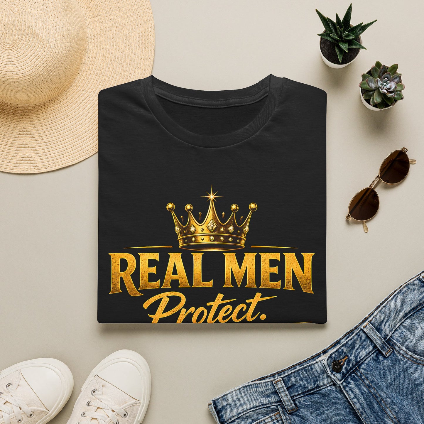 REAL MEN PROTECT PROVIDE PRAY Unisex Softstyle T-Shirt