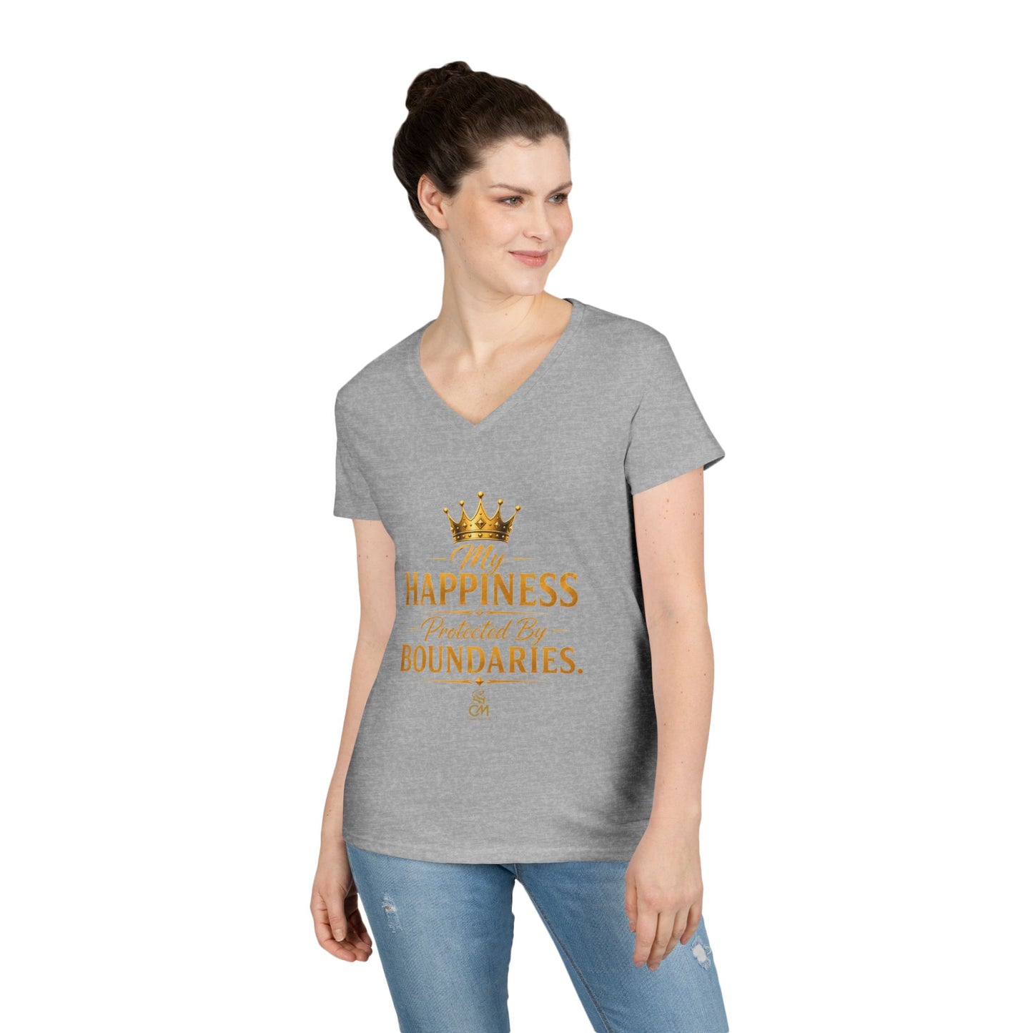 My Happiness PROTECTED BY BOUNDARIES. V-Neck T-Shirt