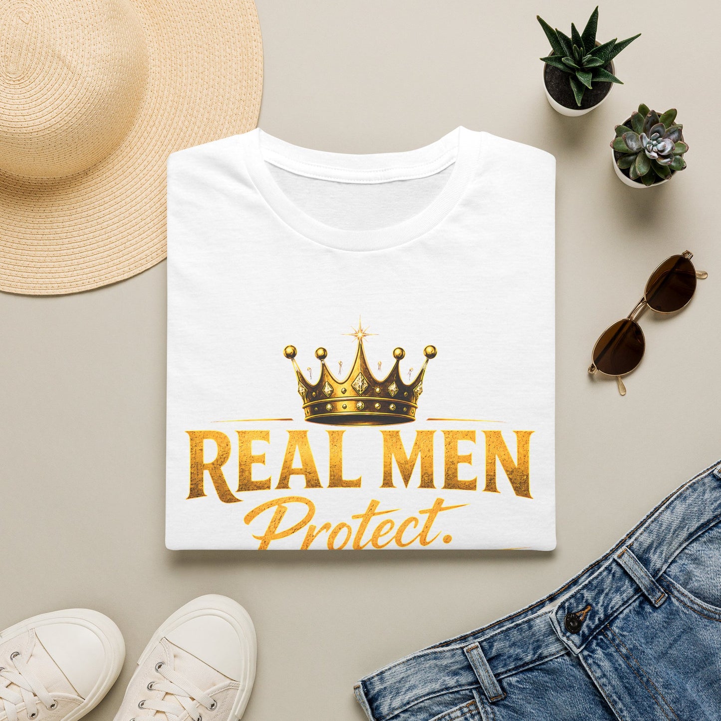 REAL MEN PROTECT PROVIDE PRAY Unisex Softstyle T-Shirt