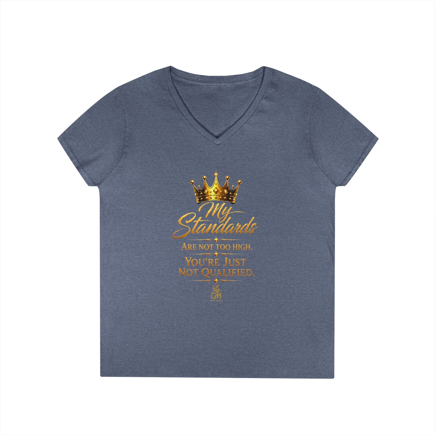 My Standards ARE NOT TOO HIGH YOU'RE JUST NOT QUALIFED.Ladies' V-Neck T-Shirt