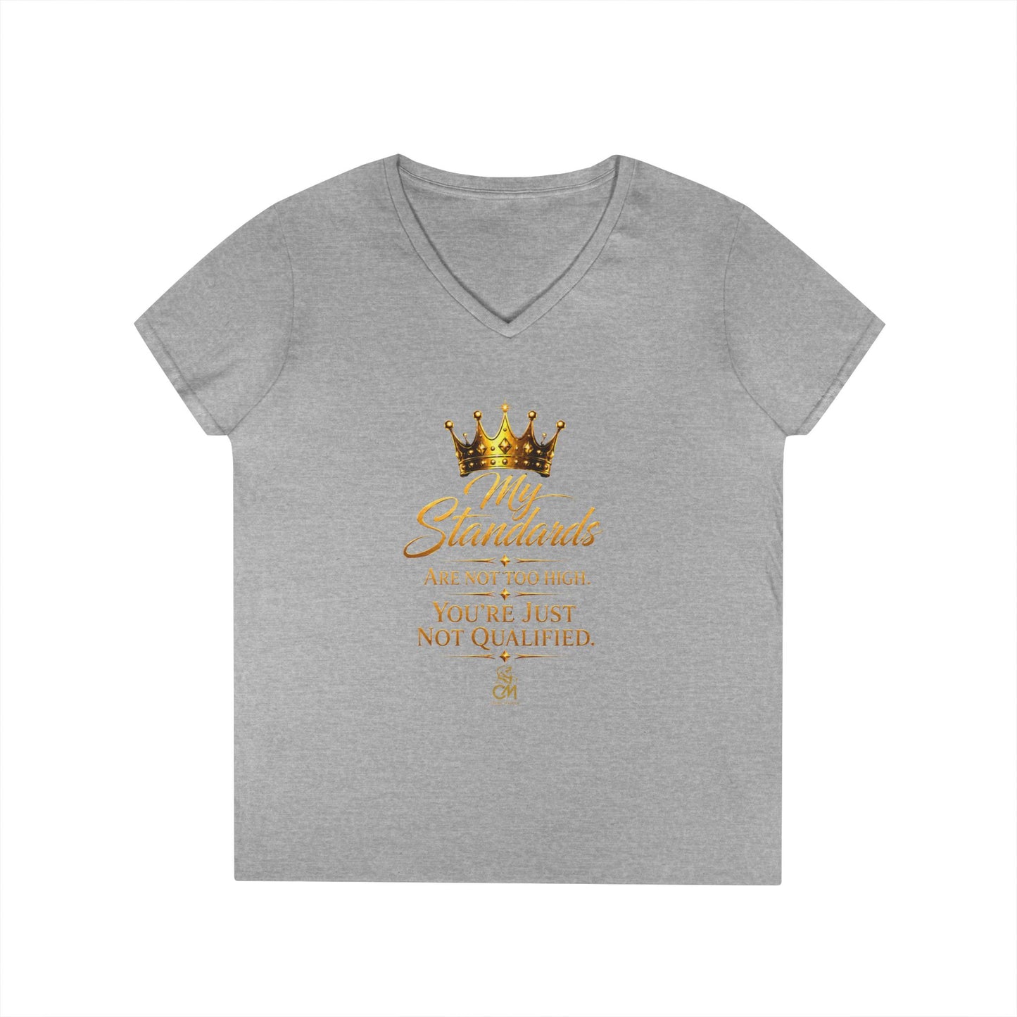 My Standards ARE NOT TOO HIGH YOU'RE JUST NOT QUALIFED.Ladies' V-Neck T-Shirt