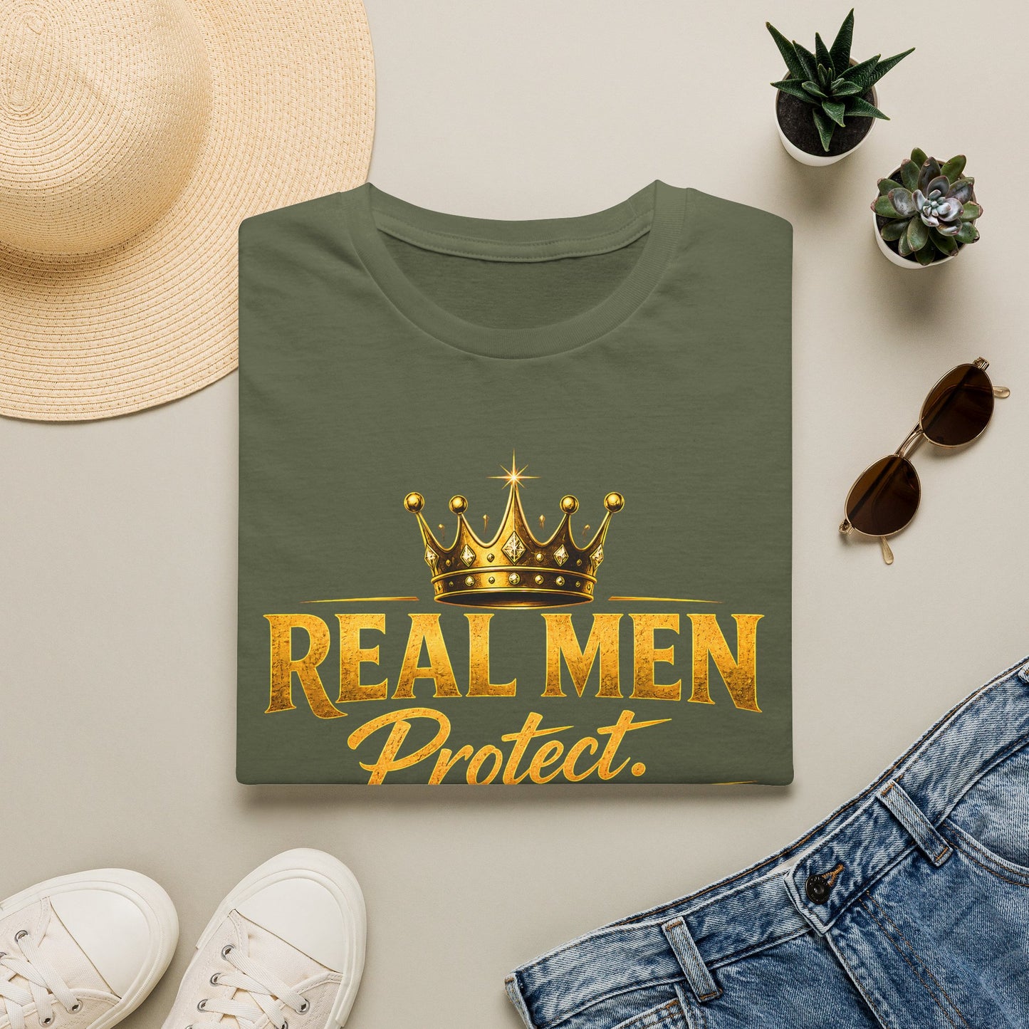 REAL MEN PROTECT PROVIDE PRAY Unisex Softstyle T-Shirt