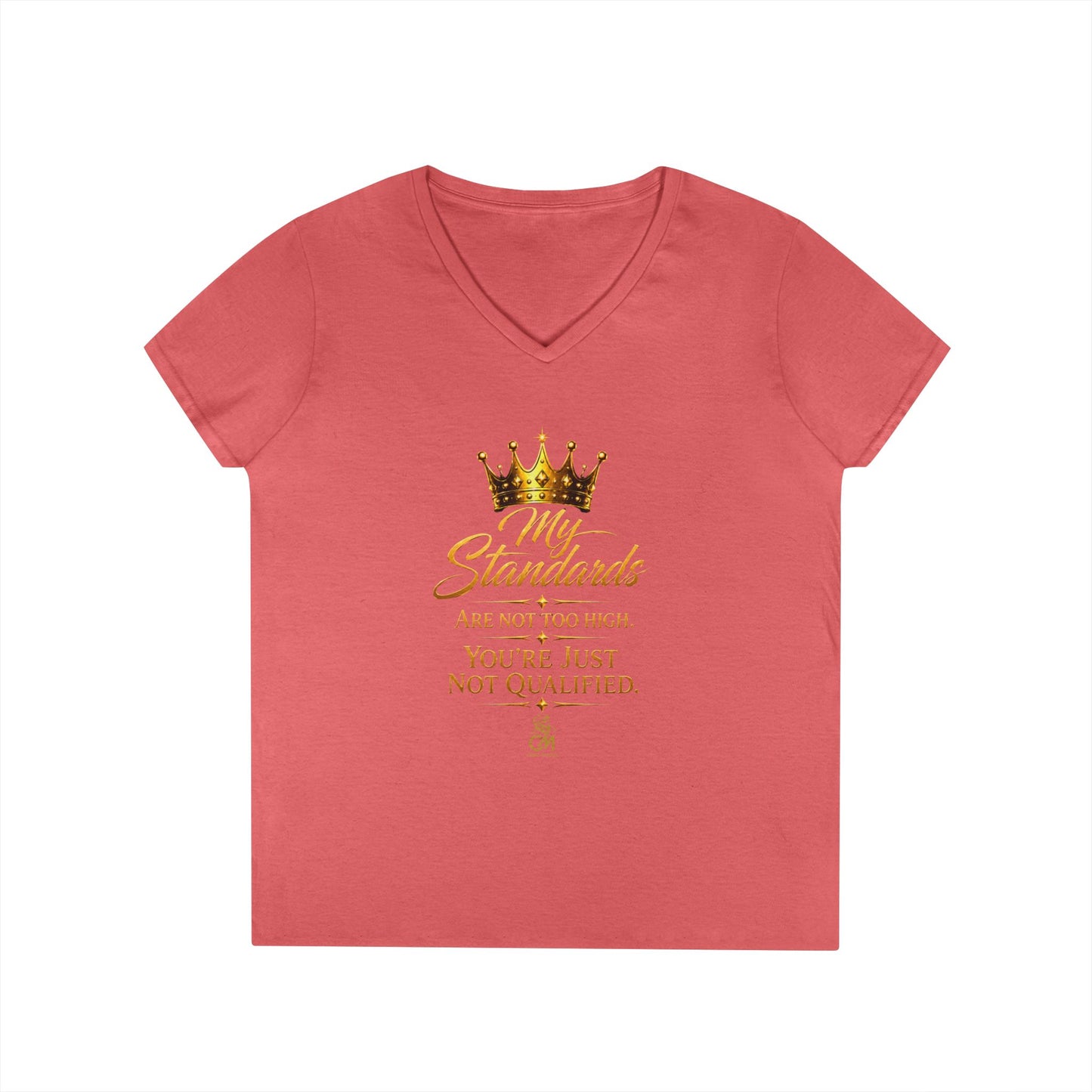 My Standards ARE NOT TOO HIGH YOU'RE JUST NOT QUALIFED.Ladies' V-Neck T-Shirt