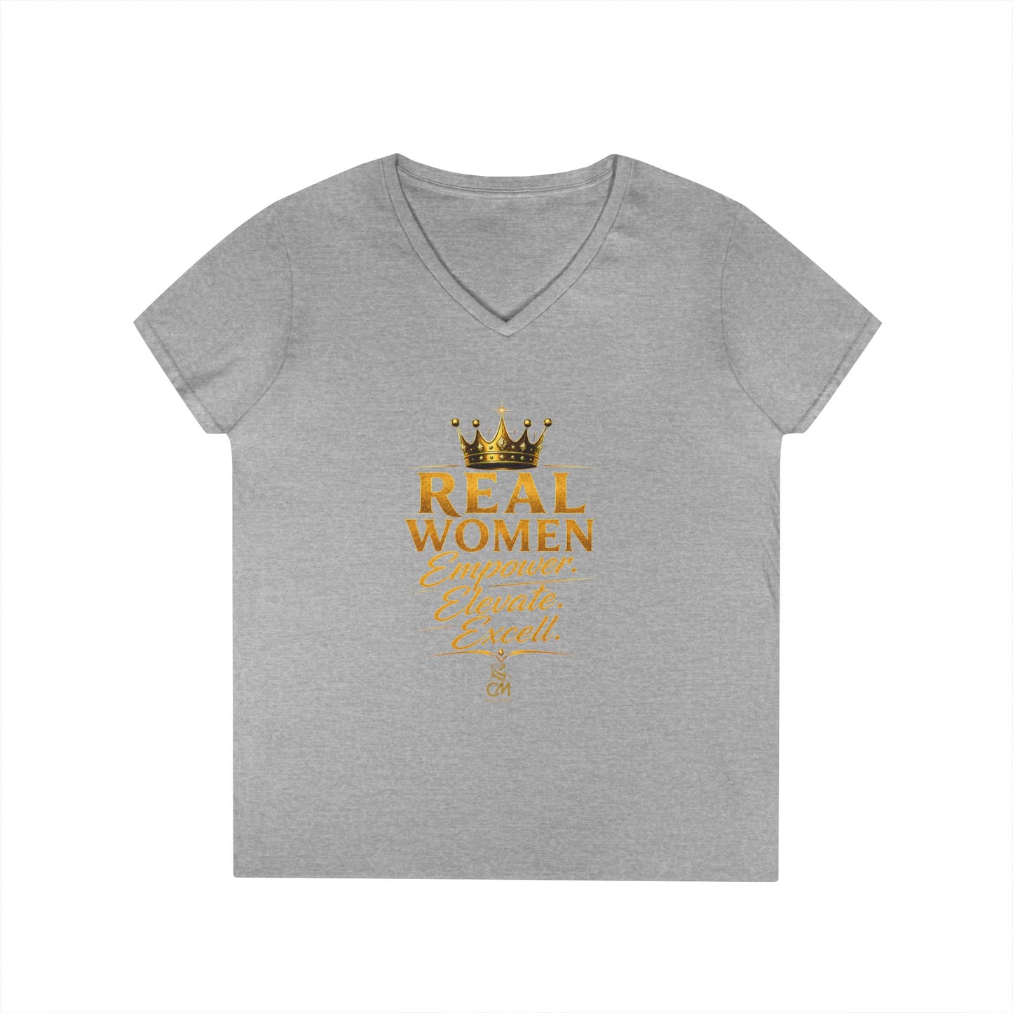 REAL WOMEN EMPOWER .ELEVATE. EXCELL. Ladies' V-Neck T-Shirt