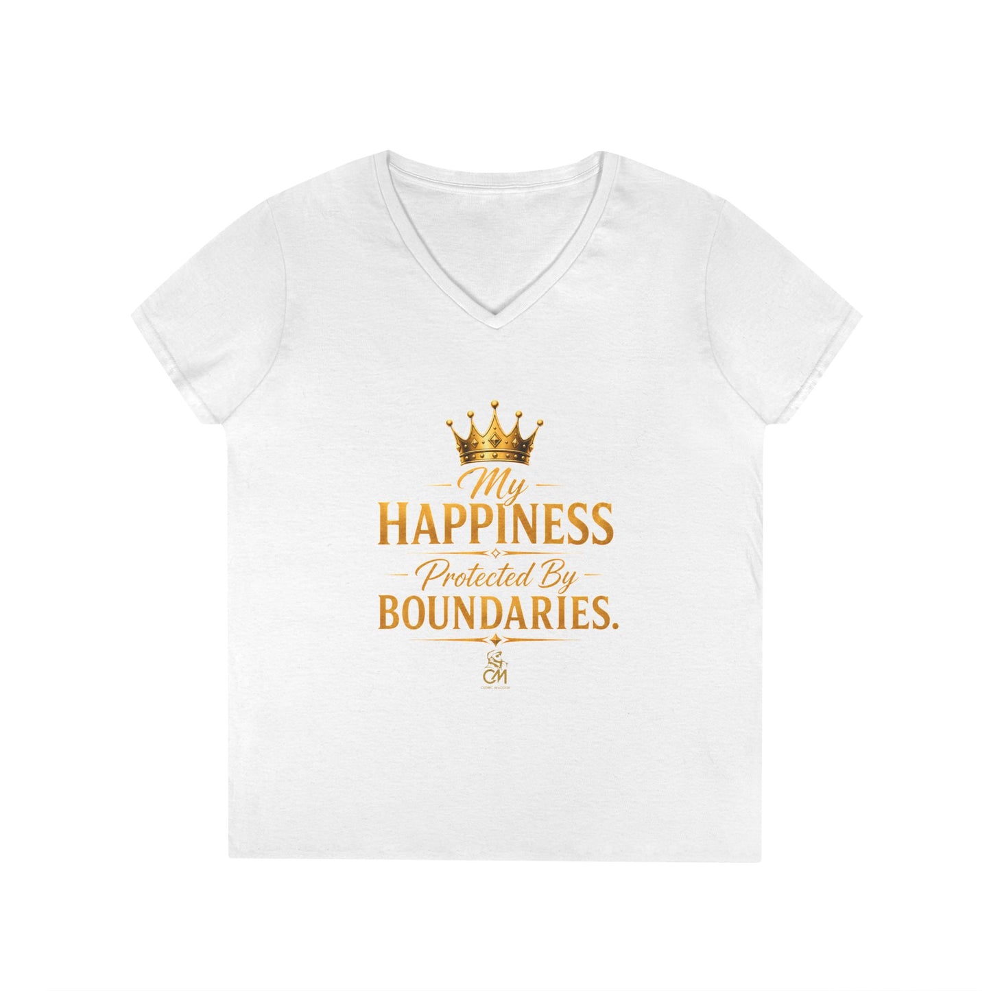 My Happiness PROTECTED BY BOUNDARIES. V-Neck T-Shirt