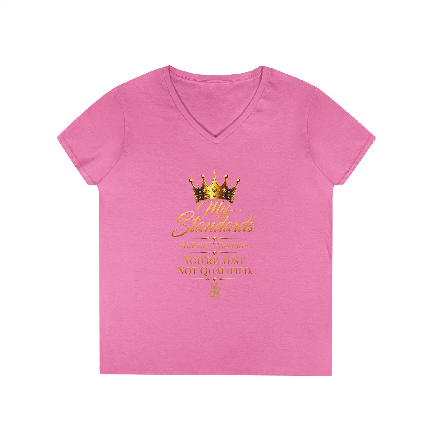 My Standards ARE NOT TOO HIGH YOU'RE JUST NOT QUALIFED.Ladies' V-Neck T-Shirt