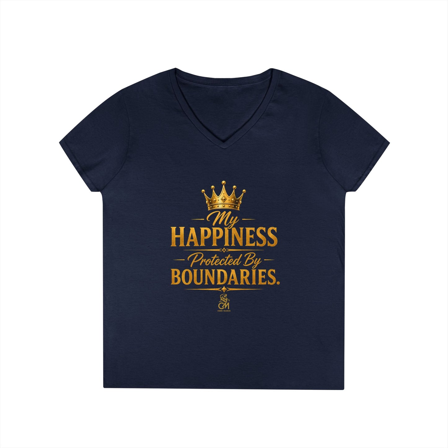 My Happiness PROTECTED BY BOUNDARIES. V-Neck T-Shirt