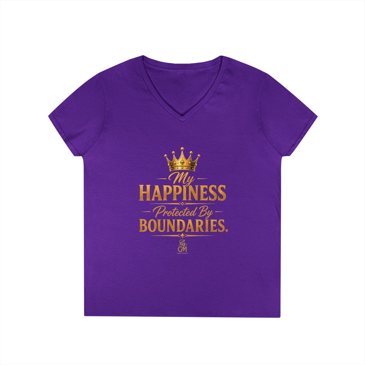 My Happiness PROTECTED BY BOUNDARIES. V-Neck T-Shirt