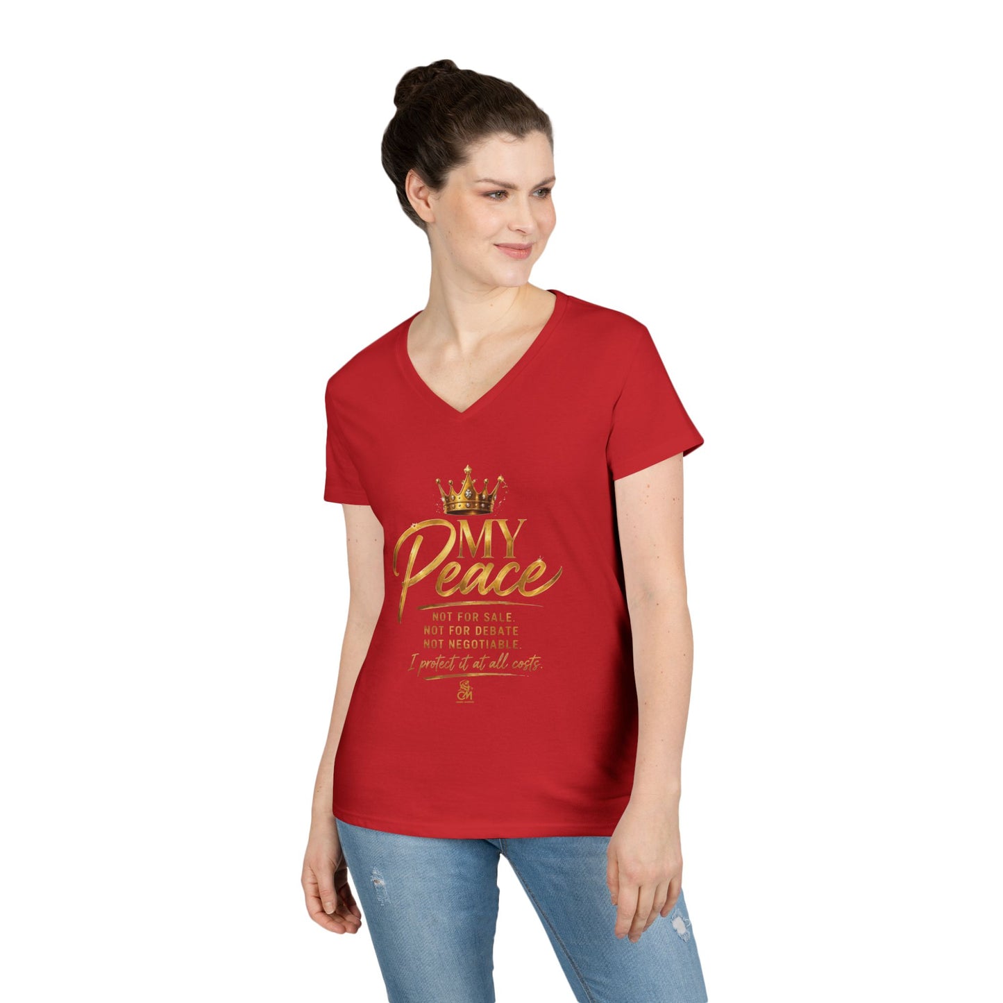 MY Peace NOT FOR SALE NOT FOR DEBATE NOT NEGOTIABLE I PROTECTED IT AT ALL COST Ladies' V-Neck T-Shirt