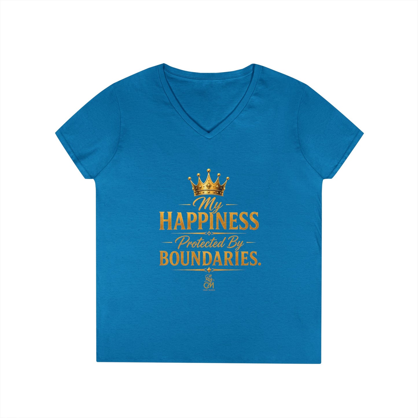 My Happiness PROTECTED BY BOUNDARIES. V-Neck T-Shirt