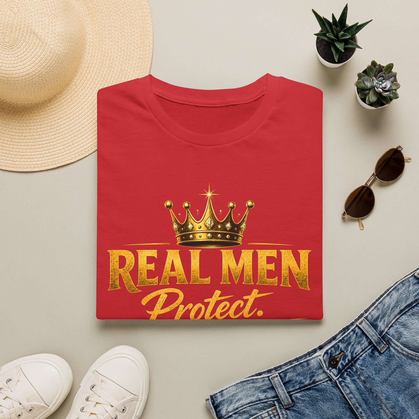 REAL MEN PROTECT PROVIDE PRAY Unisex Softstyle T-Shirt