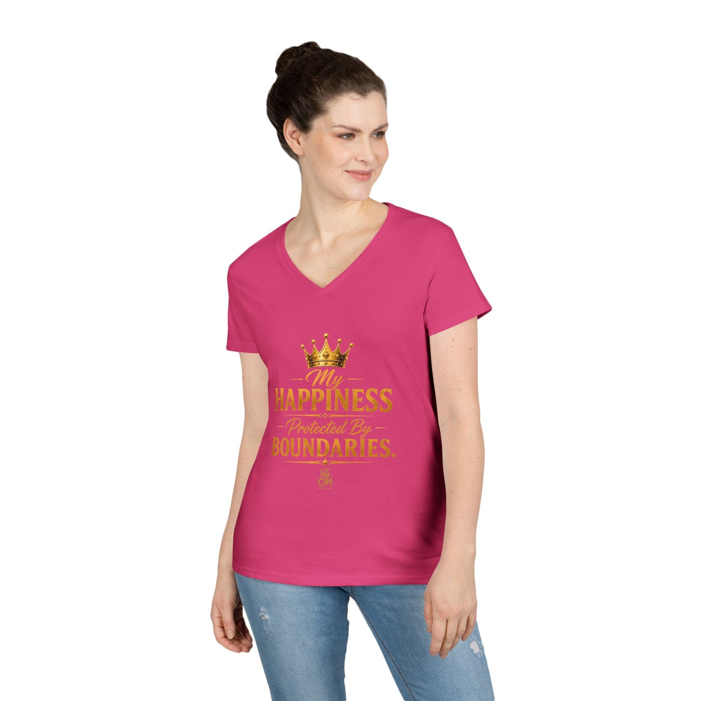 My Happiness PROTECTED BY BOUNDARIES. V-Neck T-Shirt