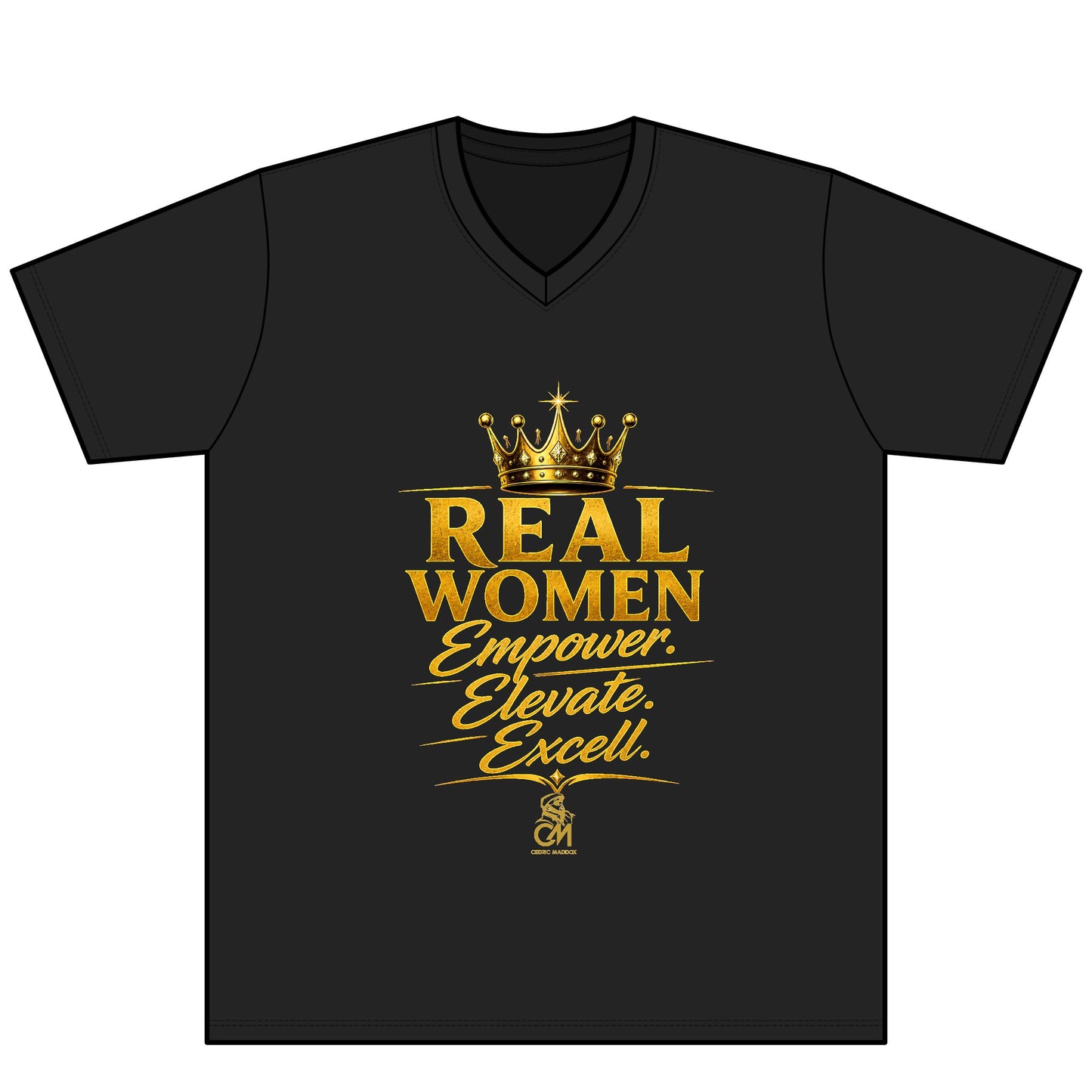 REAL WOMEN EMPOWER.ELEVATE.EXCELL. Unisex Tee V-Neck