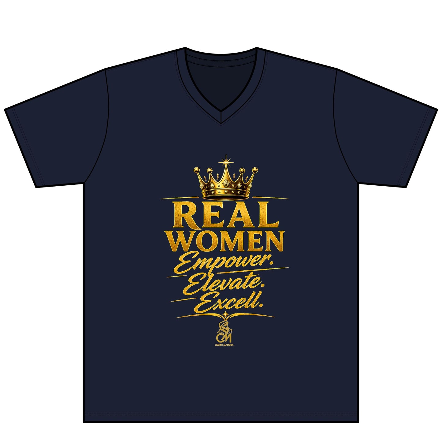 REAL WOMEN EMPOWER.ELEVATE.EXCELL. Unisex Tee V-Neck