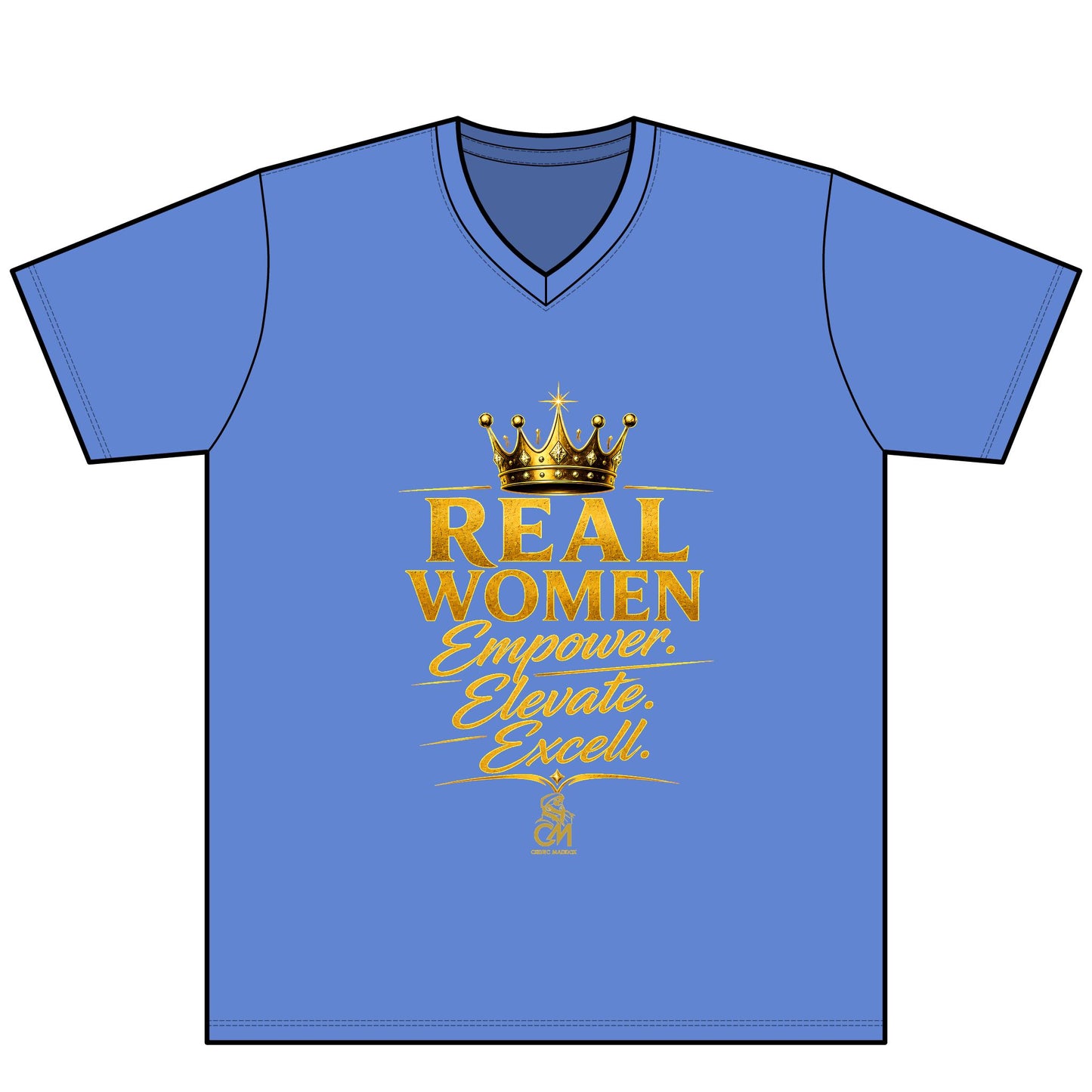 REAL WOMEN EMPOWER.ELEVATE.EXCELL. Unisex Tee V-Neck