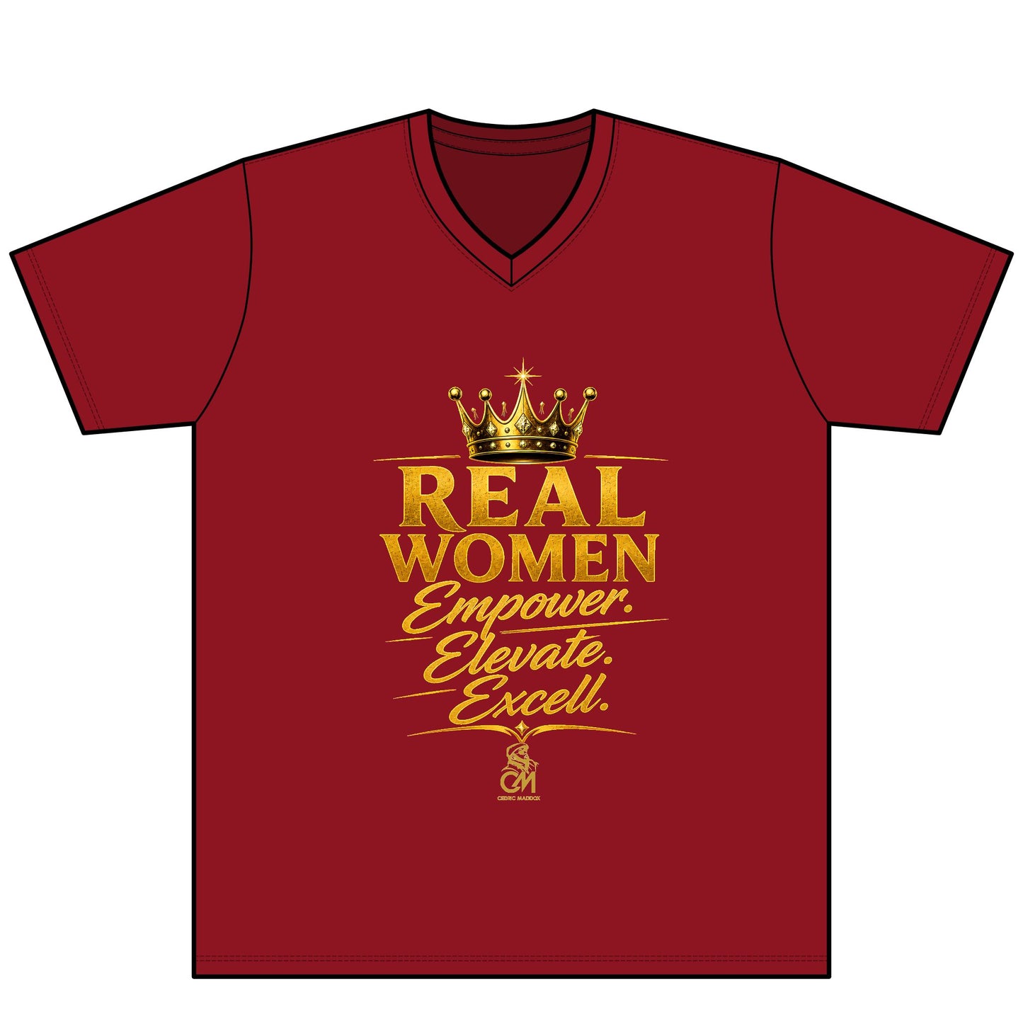 REAL WOMEN EMPOWER.ELEVATE.EXCELL. Unisex Tee V-Neck