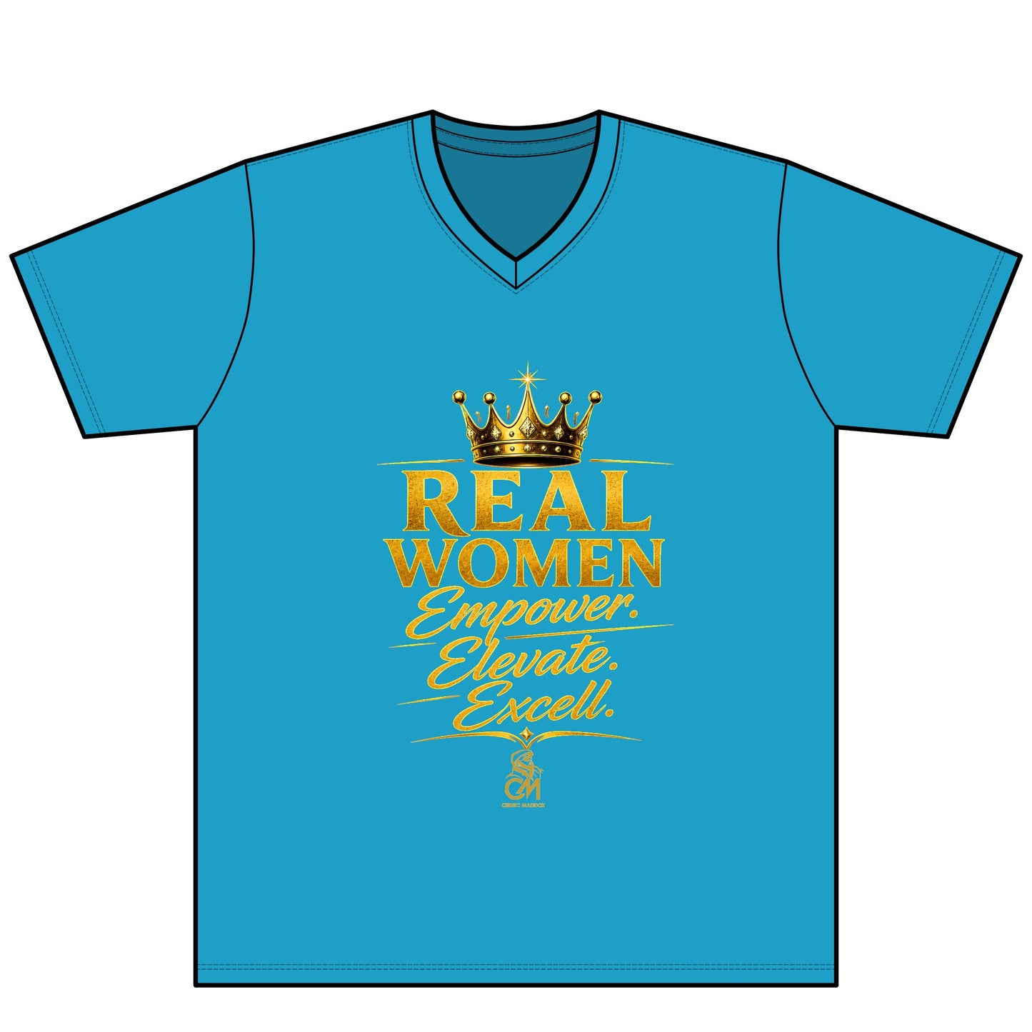 REAL WOMEN EMPOWER.ELEVATE.EXCELL. Unisex Tee V-Neck