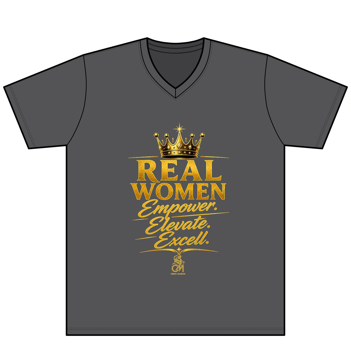 REAL WOMEN EMPOWER.ELEVATE.EXCELL. Unisex Tee V-Neck