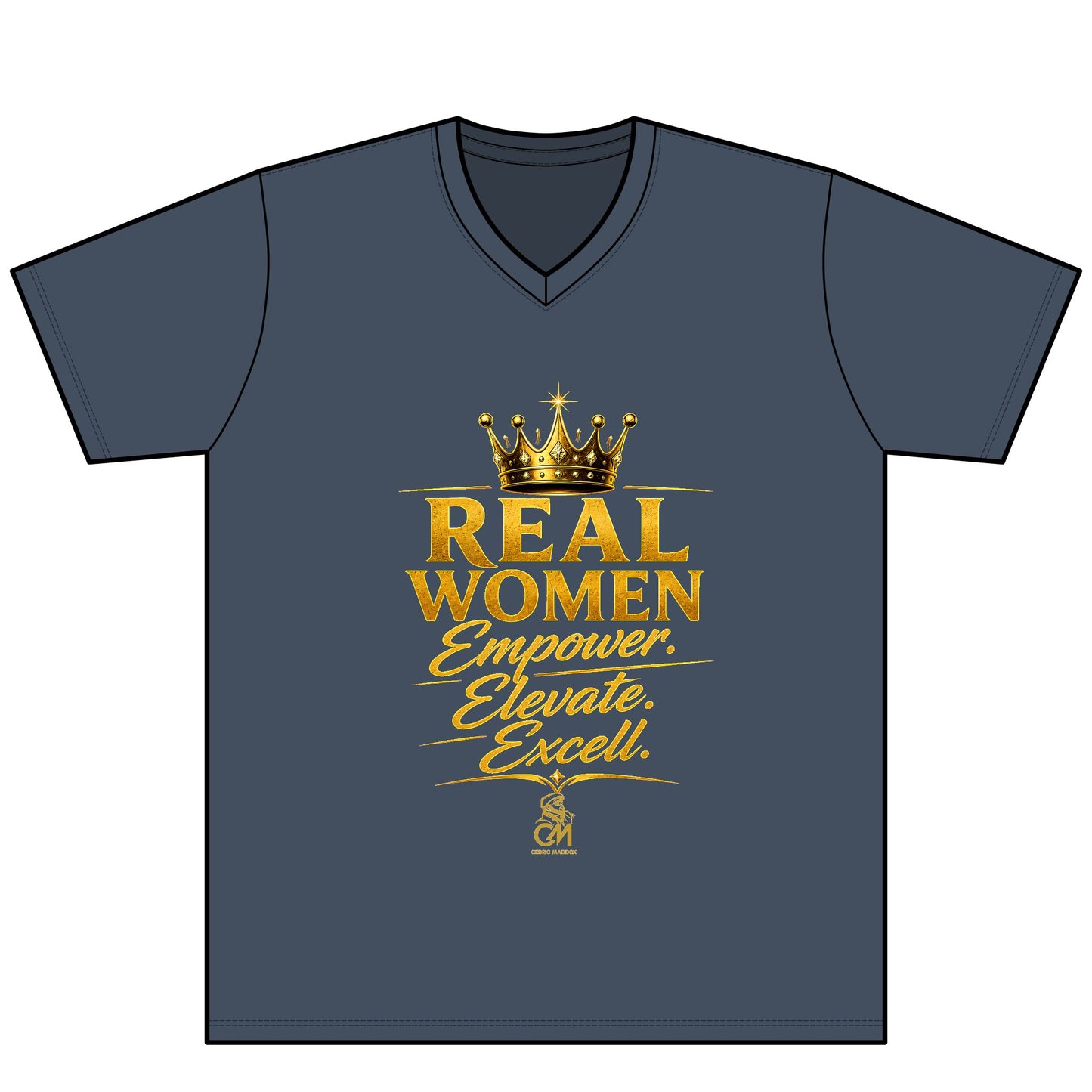 REAL WOMEN EMPOWER.ELEVATE.EXCELL. Unisex Tee V-Neck