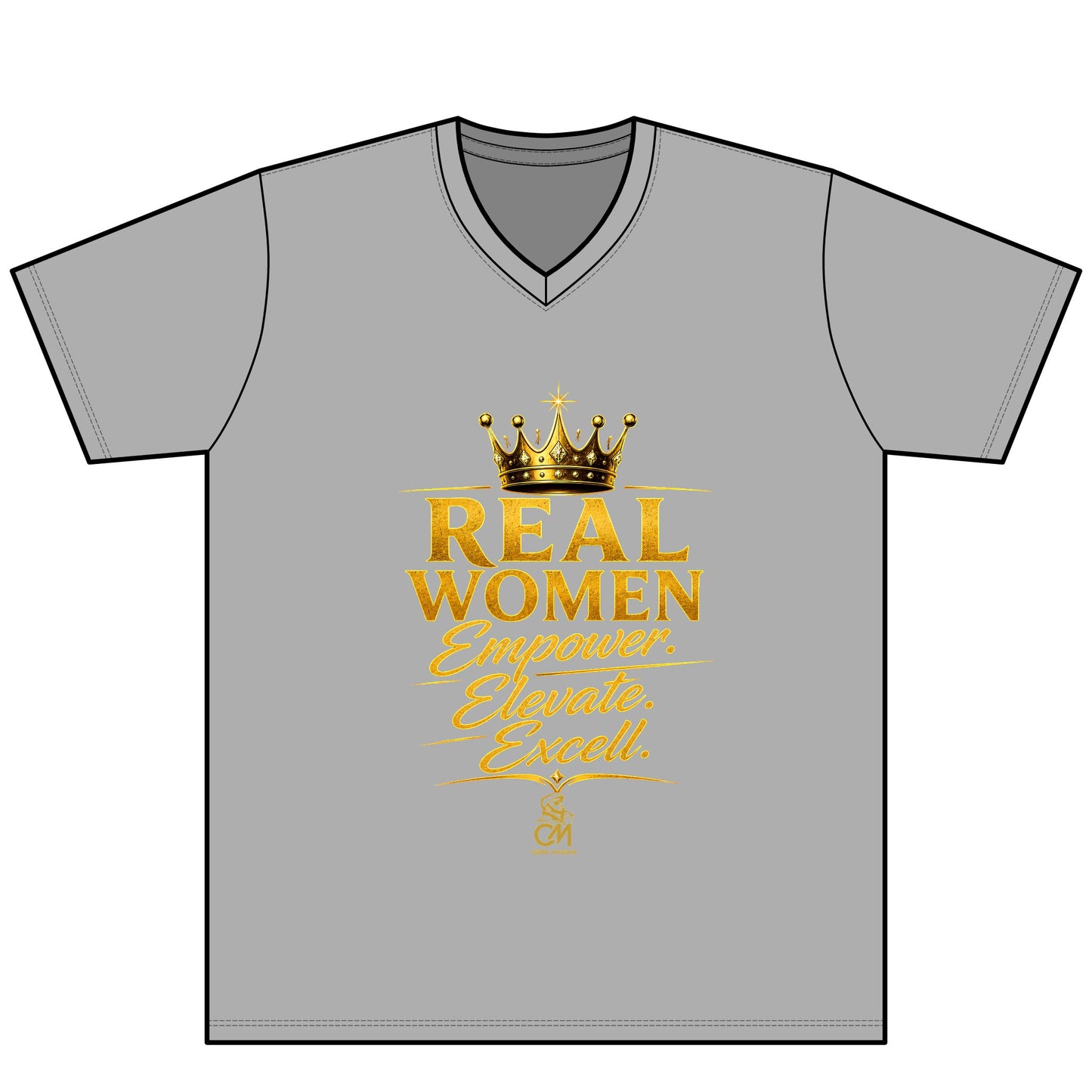 REAL WOMEN EMPOWER.ELEVATE.EXCELL. Unisex Tee V-Neck