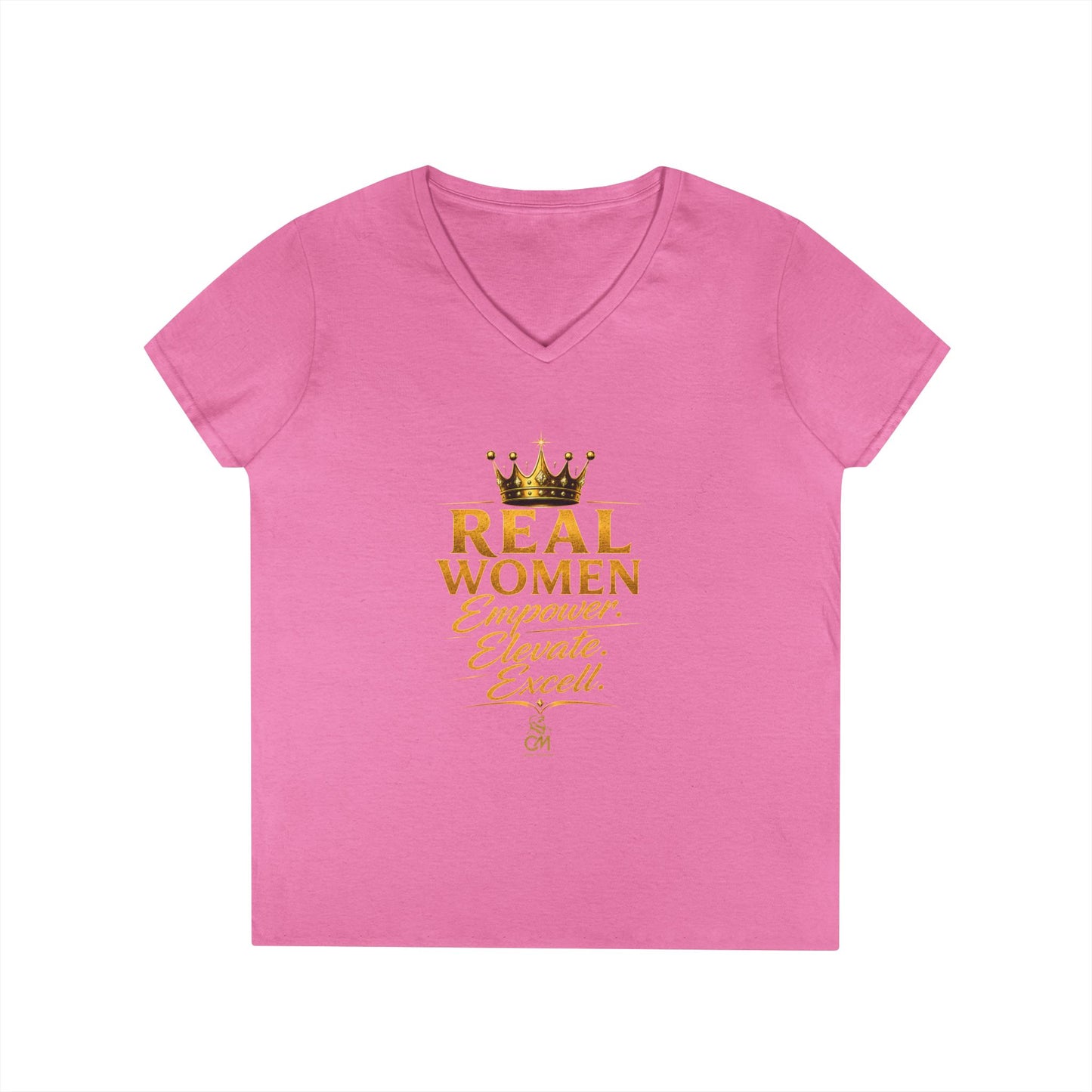 REAL WOMEN EMPOWER .ELEVATE. EXCELL. Ladies' V-Neck T-Shirt