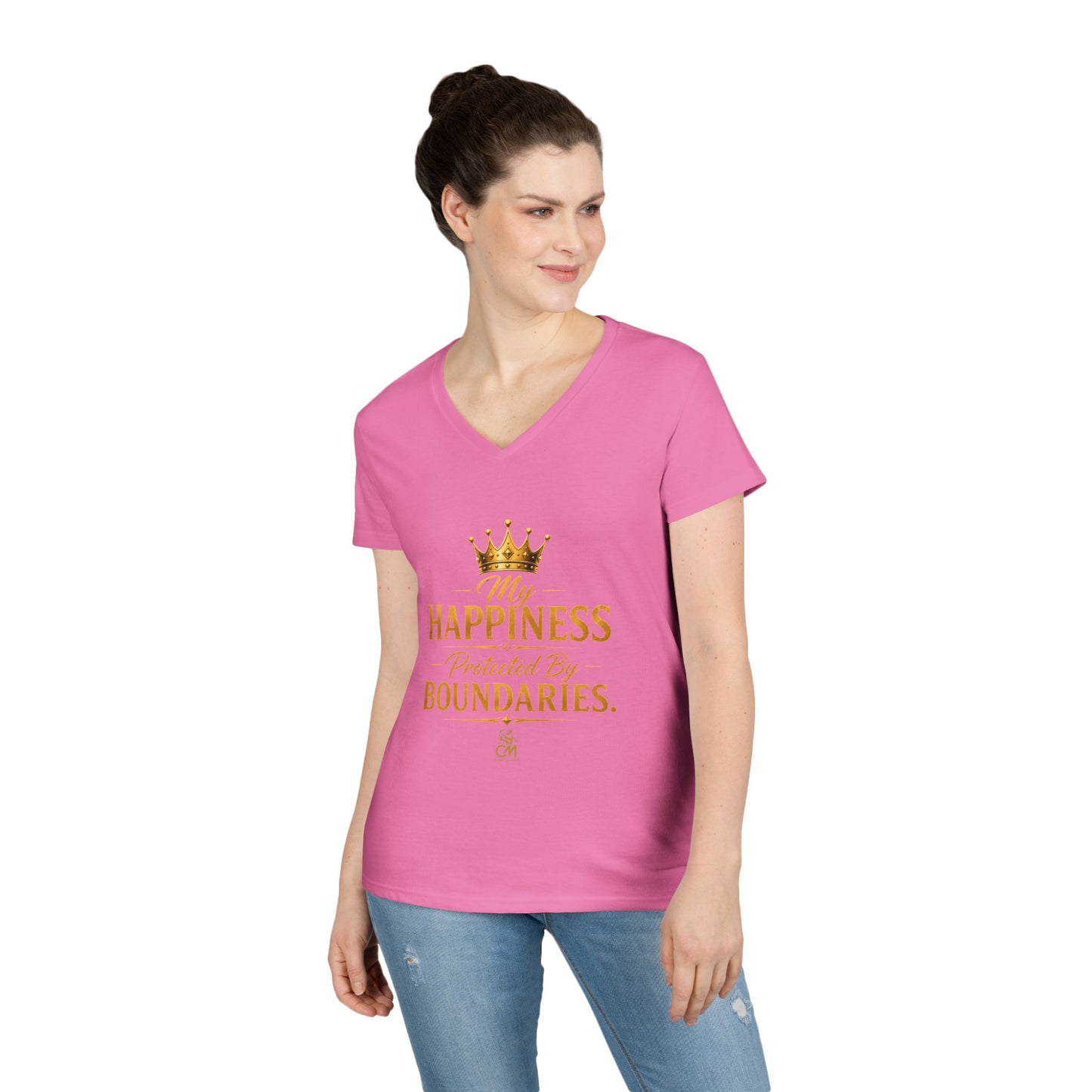 My Happiness PROTECTED BY BOUNDARIES. V-Neck T-Shirt