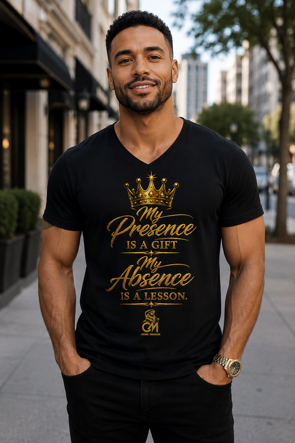 My Presence IS A GIFT My Absence IS A LESSON  UNISEX Tee V-Neck