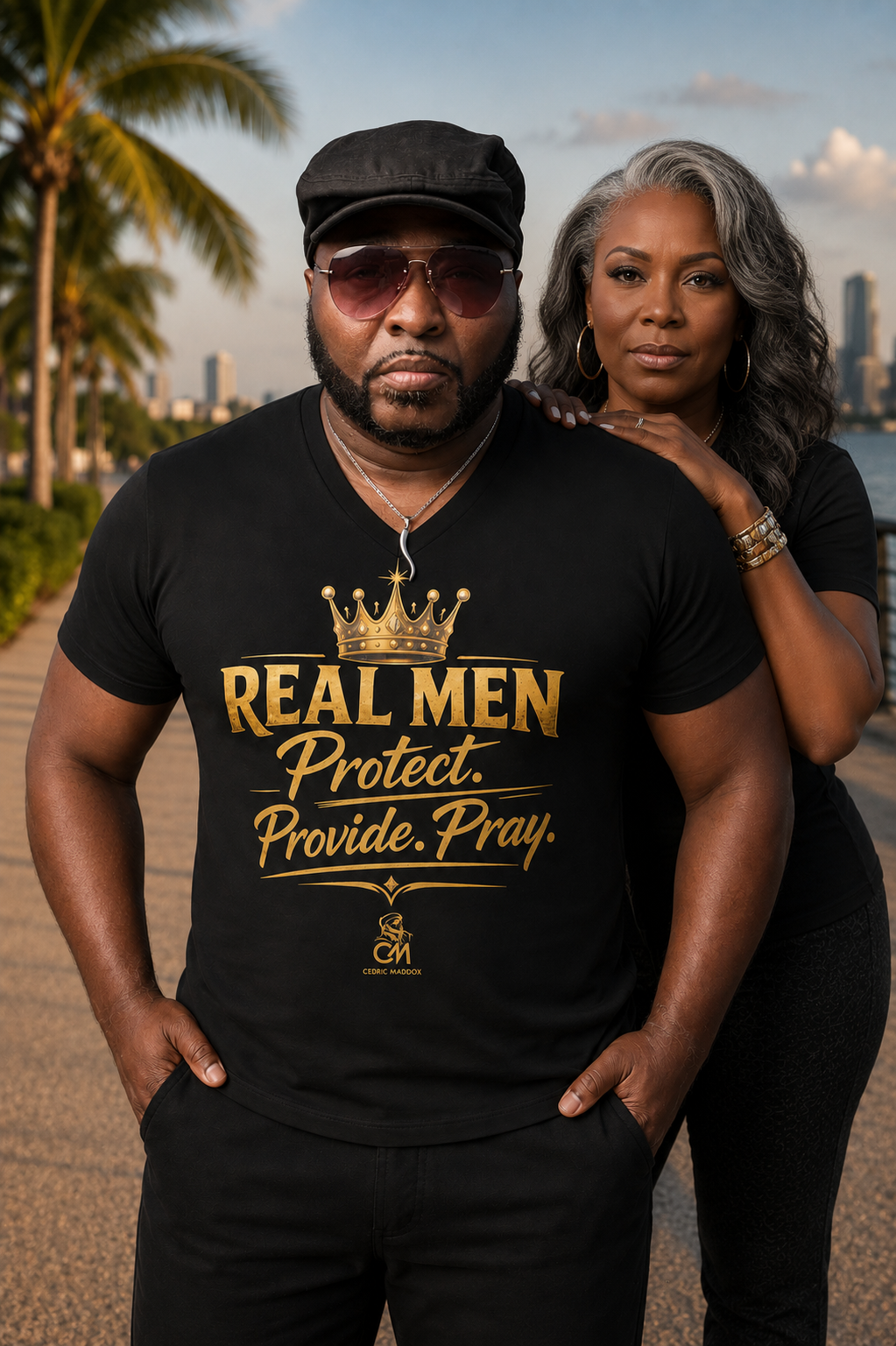 REAL MEN PROTECT PROVIDE PRAY UNISEX  Tee Protect V-Neck