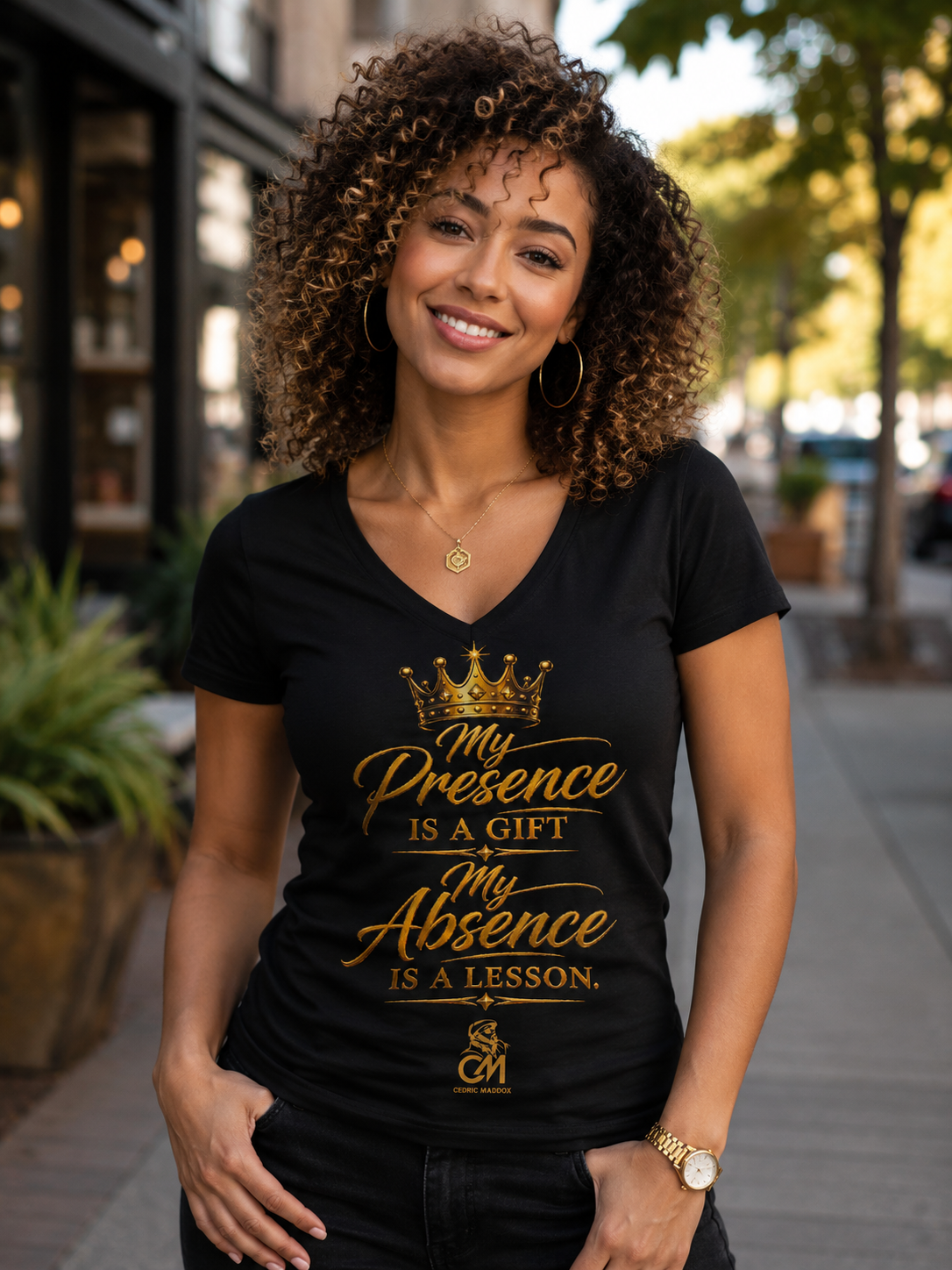 My Presence IS A GIFT My Absence IS A LESSON  Ladies' V-Neck T-Shirt