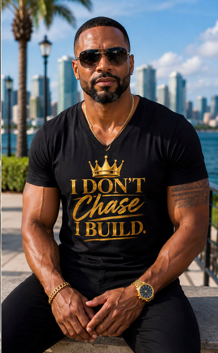 I DON'T CHASE I BUILD  UNISEX Tee V-Neck
