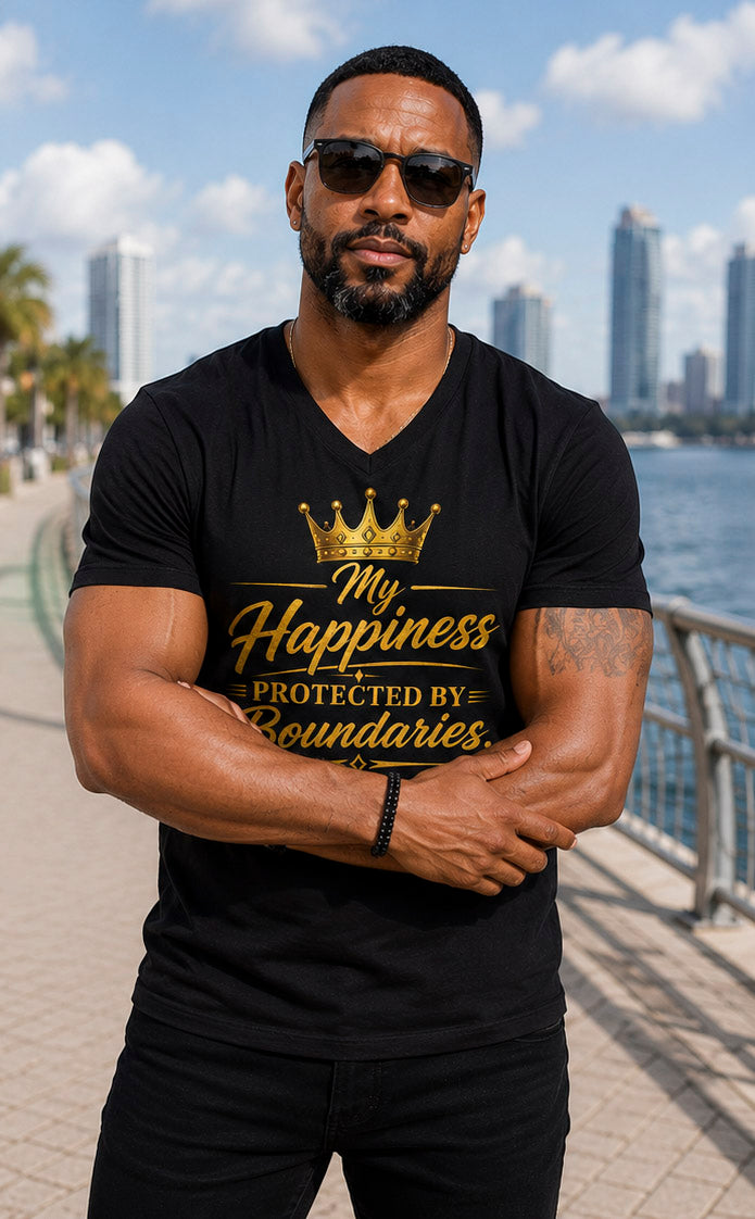 My Happiness PROTECTED BY BOUNDARIES UNISEX Tee V-Neck