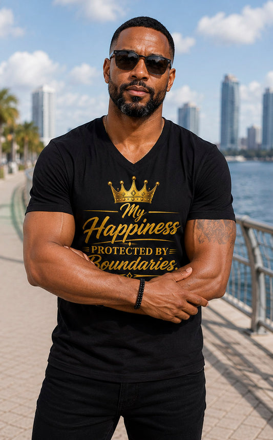 My Happiness PROTECTED BY BOUNDARIES UNISEX Tee V-Neck
