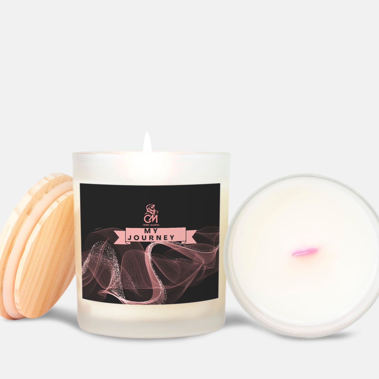My Journey Candle, (Rose Gold Label) (Pink Wick)  Frosted Glass (Hand Poured 11 oz)